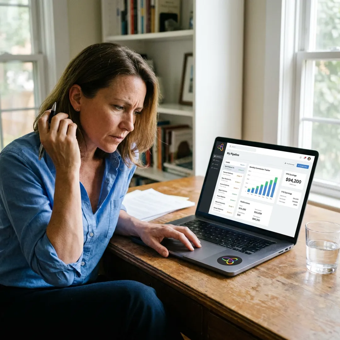 Sales representative reviewing commission opportunities