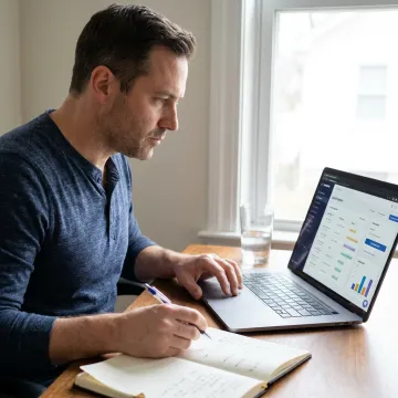 Independent sales representative reviewing qualified leads