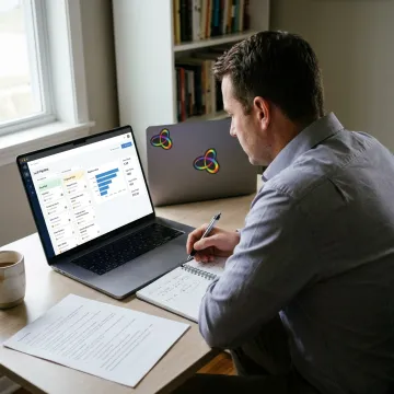 Sales representative reviewing qualified leads online