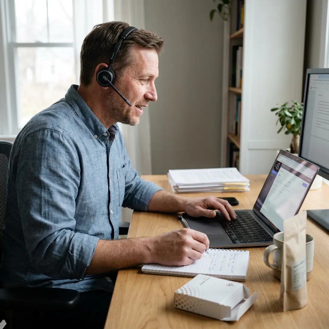 Independent sales contractor closing a remote deal