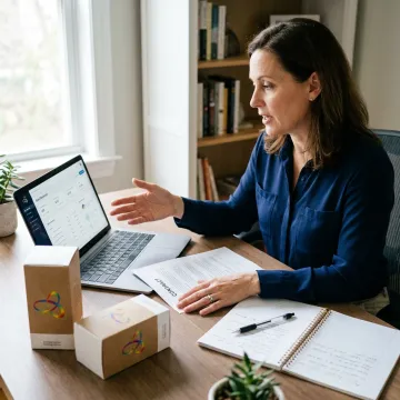 Sales representative closing a packaging deal remotely