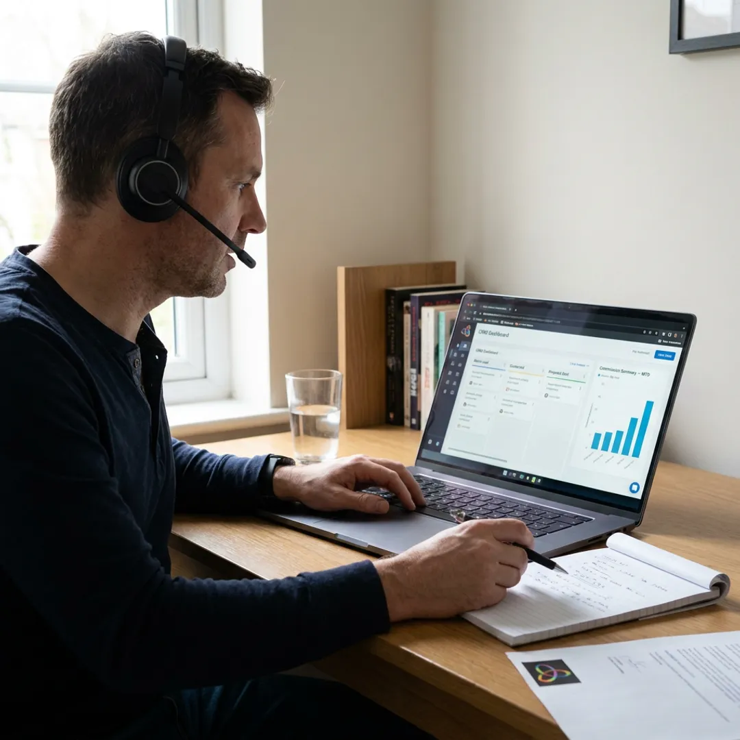 Freelance sales agent reviewing qualified leads