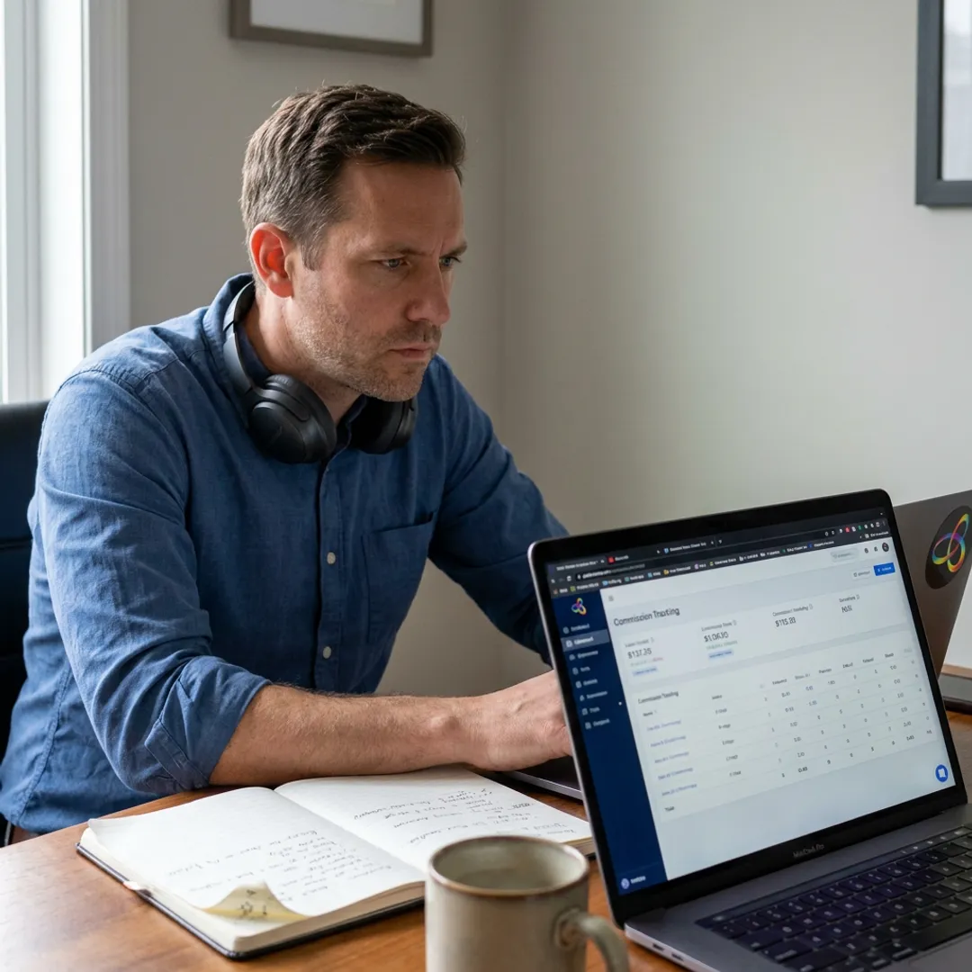 Sales closer reviewing qualified leads on a laptop