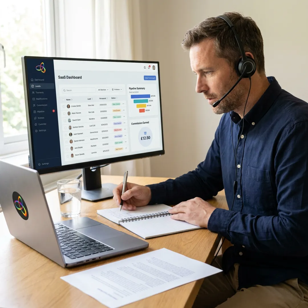 Sales closer reviewing remote commission opportunities