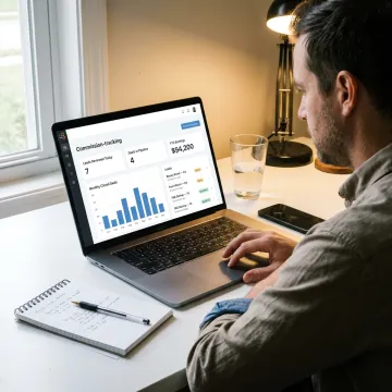 Sales professional reviewing qualified leads on a laptop