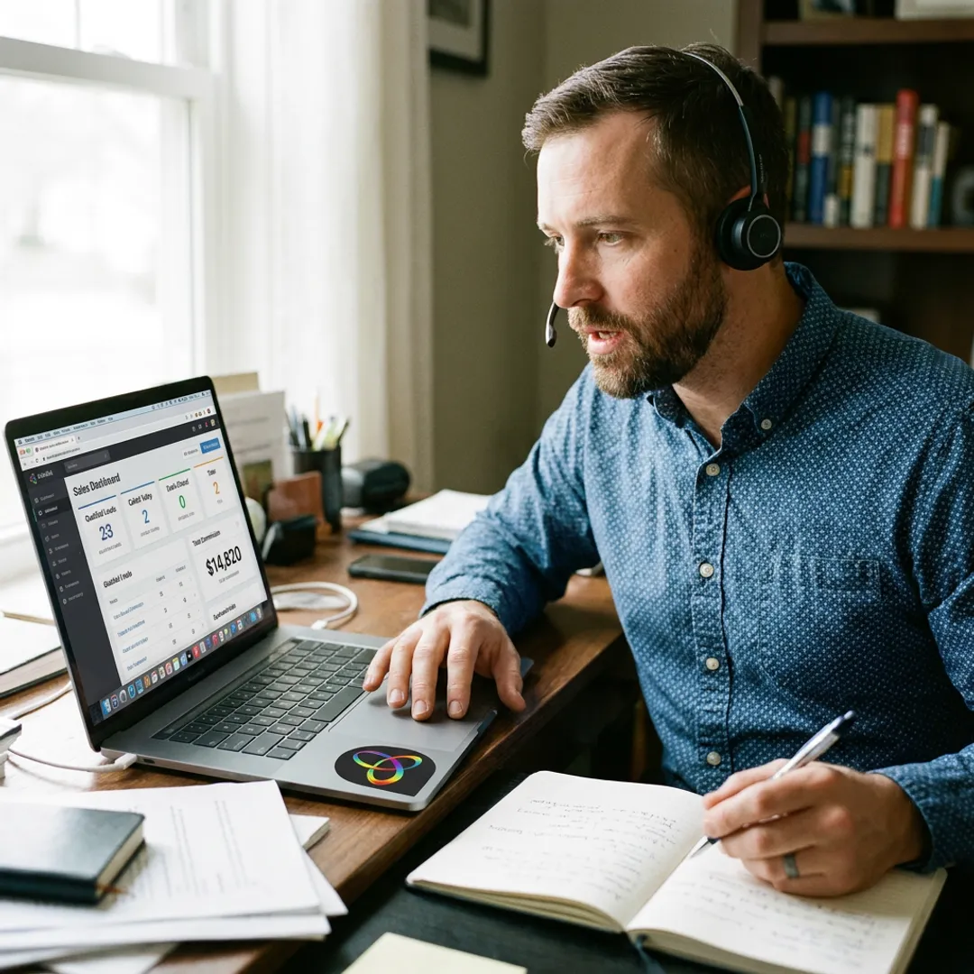Remote sales process on laptop