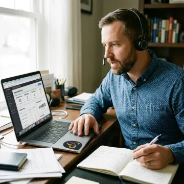 Remote sales process on laptop