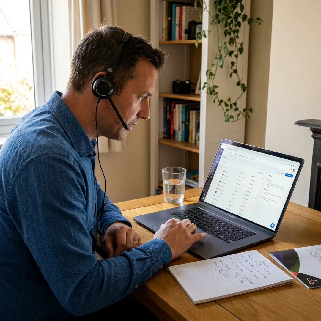 Sales representative working remotely on qualified leads