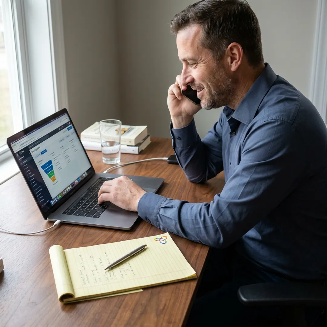 Sales closer reviewing qualified leads