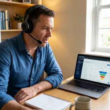 Remote sales professional working from home in Michigan