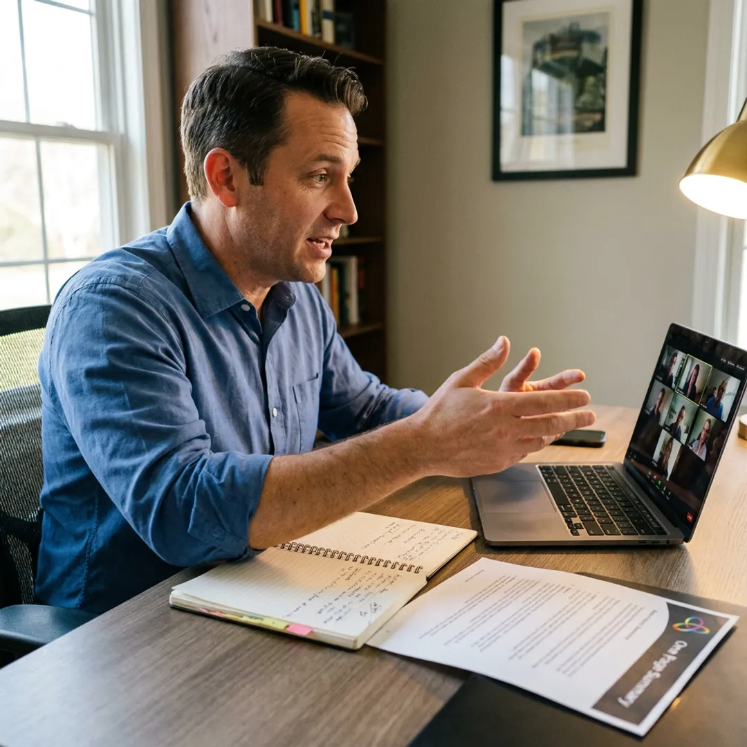 Sales professional discussing remote opportunity