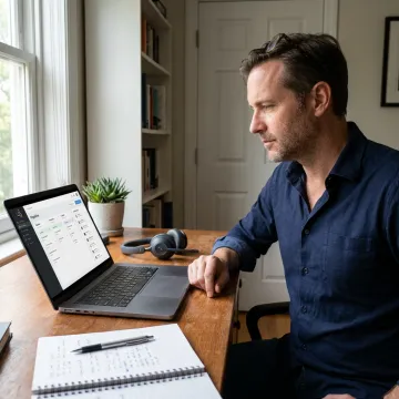 Sales rep closing a remote deal from a laptop