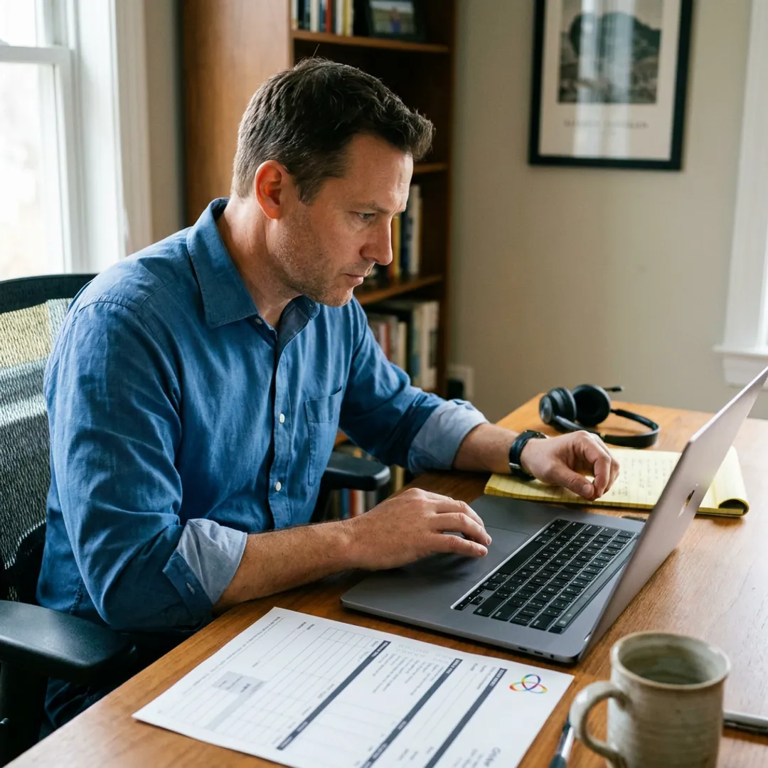 Remote salesperson reviewing qualified leads