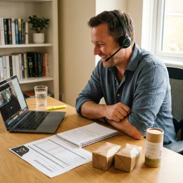 Sales closer working remotely with product samples