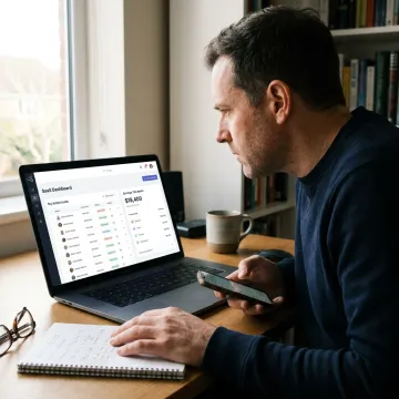 Sales closer reviewing qualified leads remotely