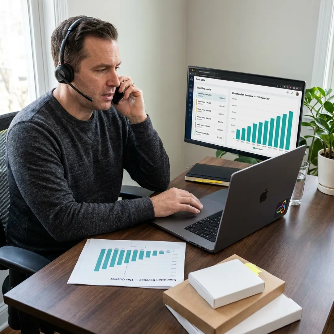 Sales closer reviewing qualified leads