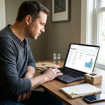 Remote packaging sales professional reviewing client opportunities