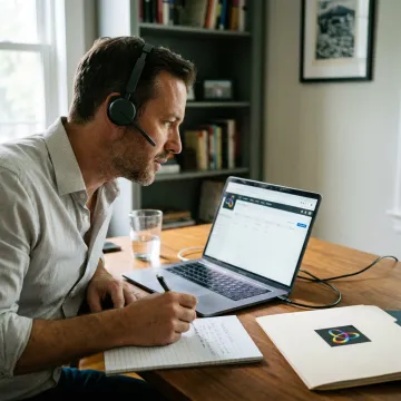 Sales closer reviewing leads on a laptop