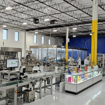 Modern packaging facility with automated production line