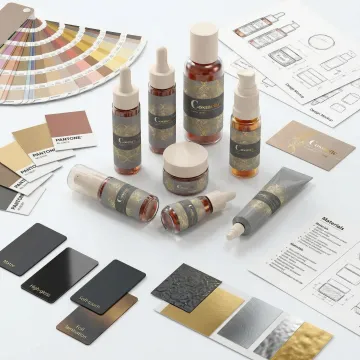 Custom cosmetic box design process showing printing and finishing options