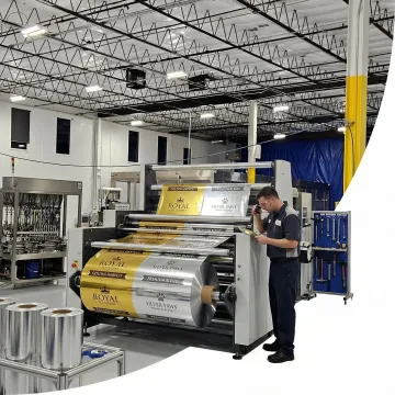 Pet food packaging production showing foil printing process
