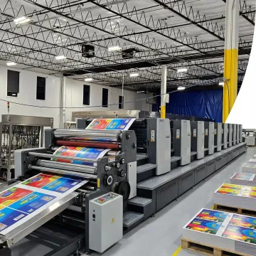 Professional offset printing press producing high-quality packaging materials