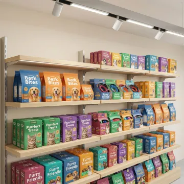Custom printed pet packaging boxes with vibrant branding for pet food and treats