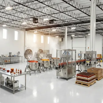 Step-by-step sauce production workflow from formulation to bottling