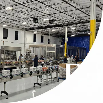 Professional co-packing and private label packaging line in a modern manufacturing facility