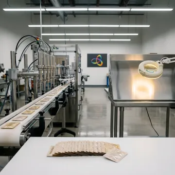 Cosmetic sachet packaging production line with quality inspection