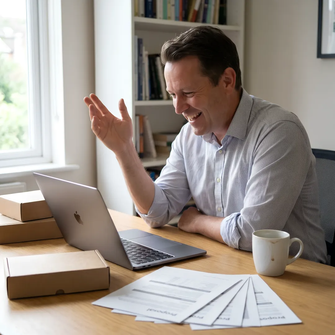 Sales closer discussing packaging order remotely