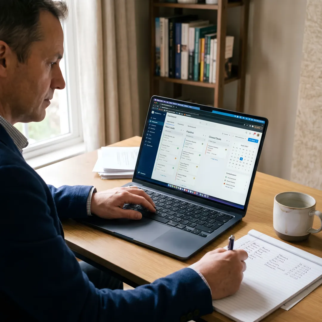 Remote sales coordinator managing leads