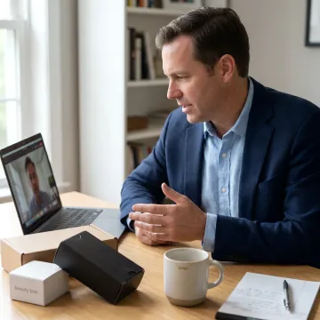 Packaging sales call with product samples