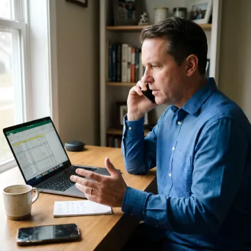 Sales closer reviewing leads and commission earnings