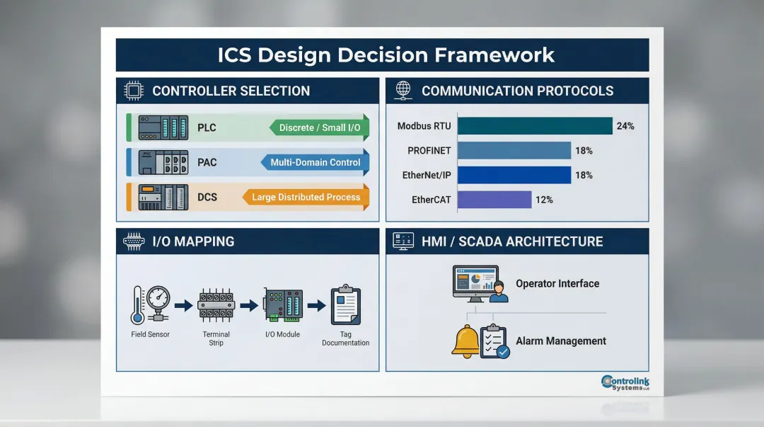 Industrial control system design decisions PLC PAC DCS protocol comparison chart
