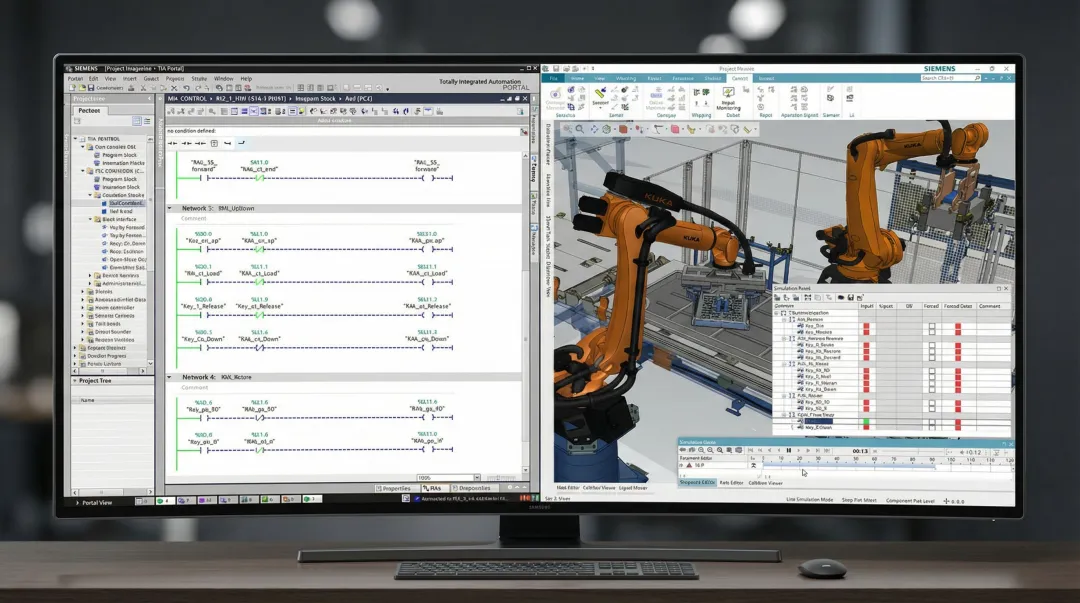 Digital twin virtual commissioning simulation interface reducing on-site testing time