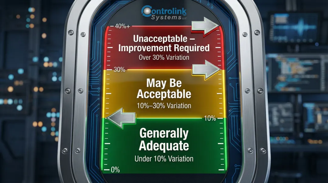 Gage R&R measurement system variation thresholds acceptable marginal and unacceptable ranges