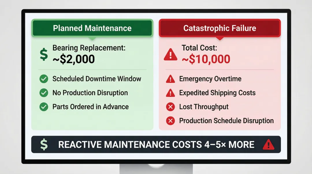 Planned maintenance versus catastrophic failure cost comparison side-by-side breakdown