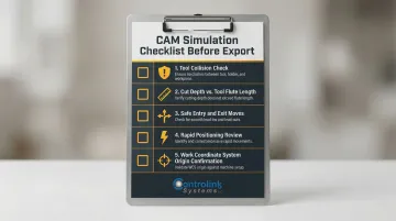 Five-point CAM simulation verification checklist before CNC G-code export