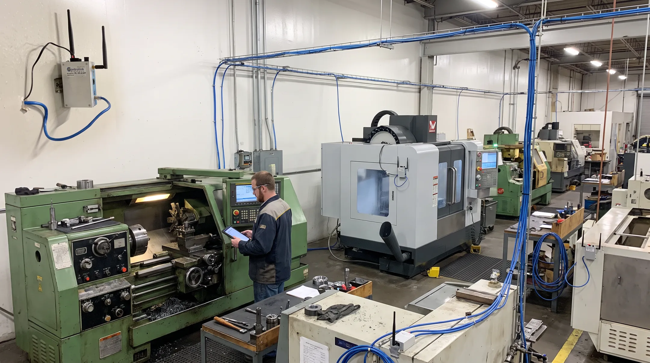 CNC program delivery system connecting mixed machine controls