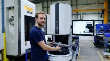 CNC machining quality control inspection measuring part dimensional accuracy on production floor