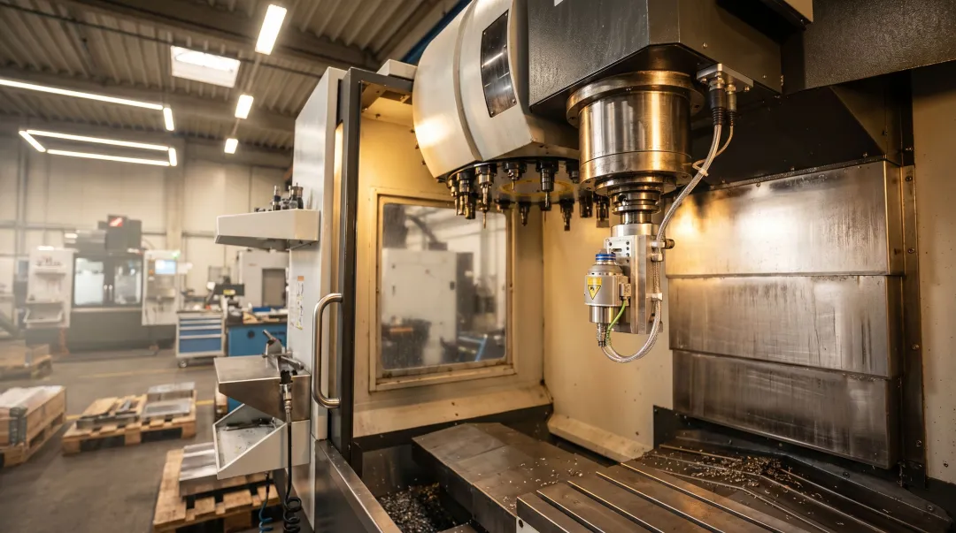 CNC machine vibration sensor monitoring tool wear in manufacturing facility