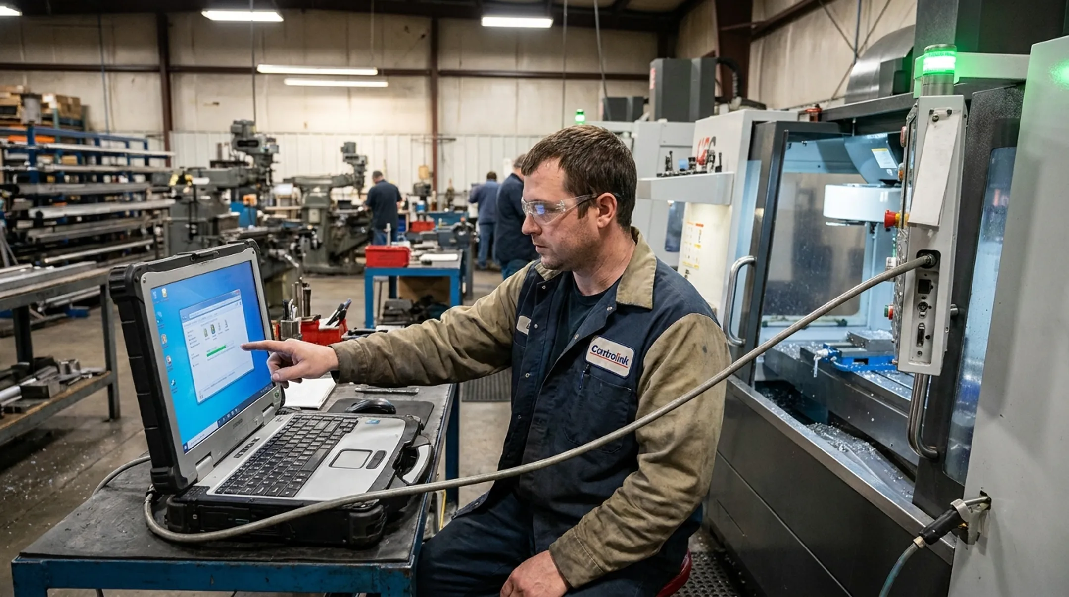 Controlink CNC operator sending approved program to machine control