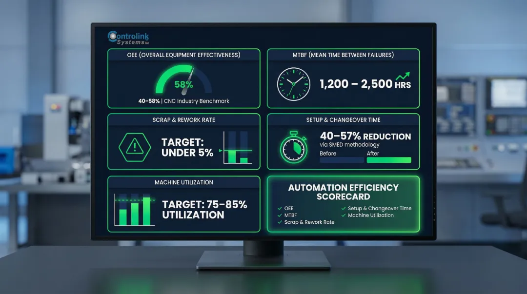 Five key automation KPIs with industry benchmarks for CNC machining operations