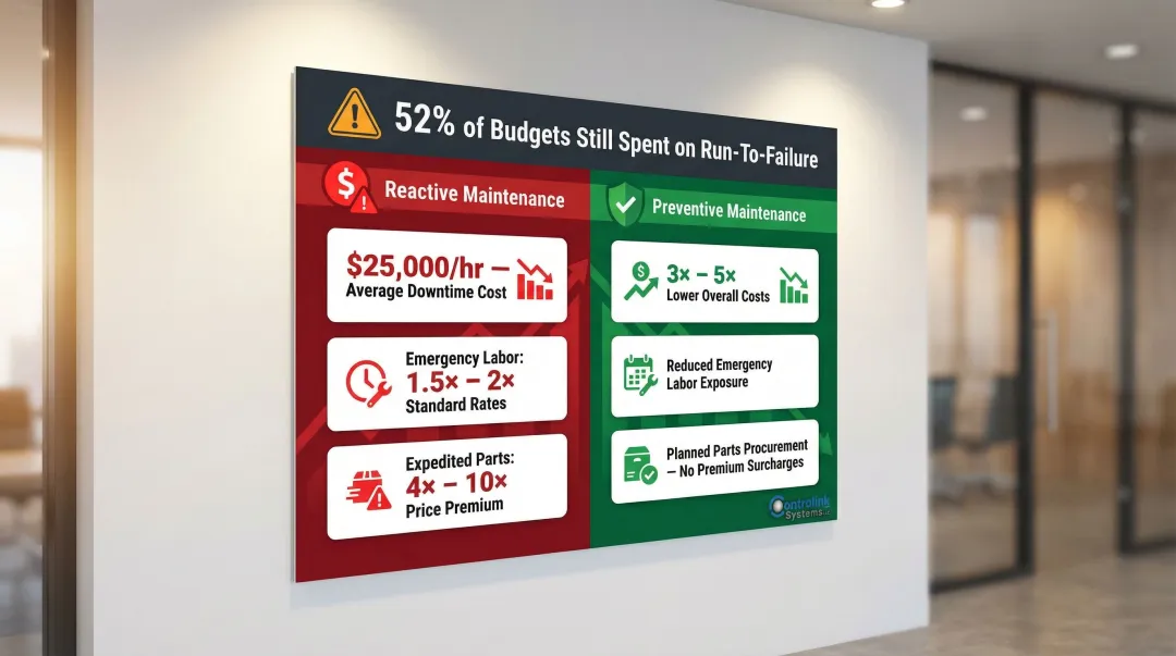 Reactive versus preventive maintenance cost comparison and financial impact breakdown