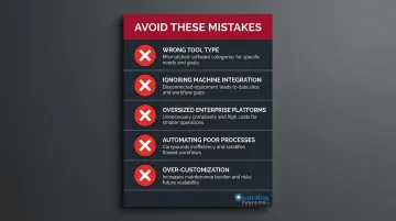 Five common manufacturing software selection mistakes to avoid checklist infographic