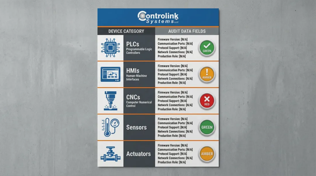 Industrial control system hardware inventory audit checklist for ICS integration readiness