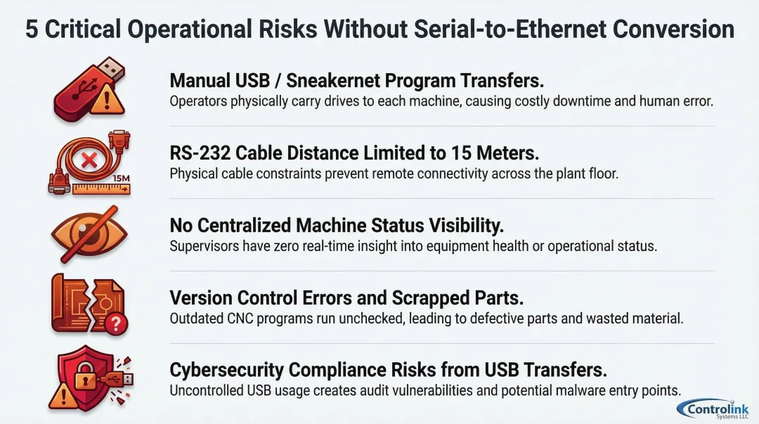 5 operational problems caused by lack of serial-to-Ethernet conversion on shop floor