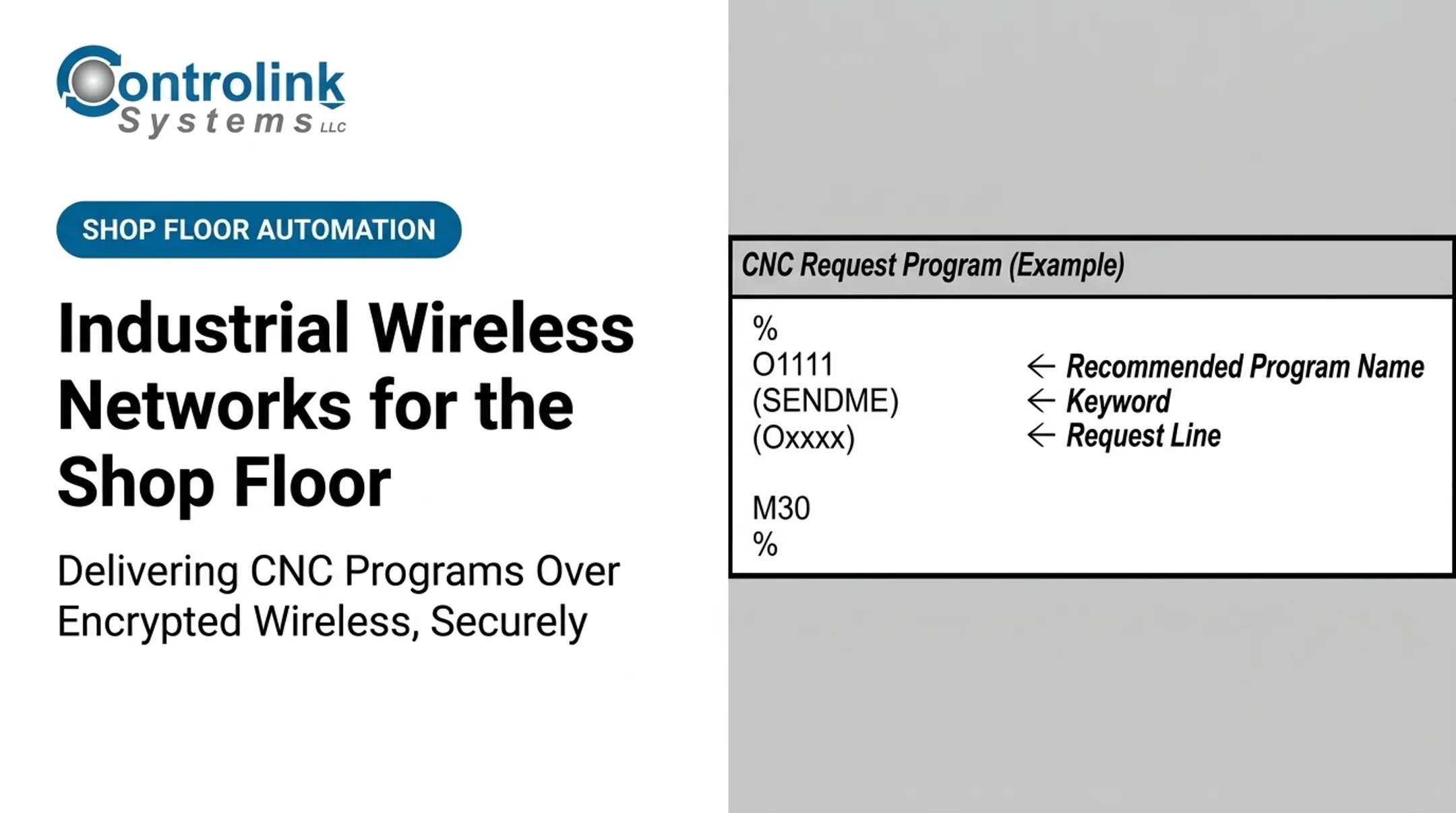 Industrial Wireless Networks for the Shop Floor: Delivering CNC Programs Over Encrypted Wireless, Securely