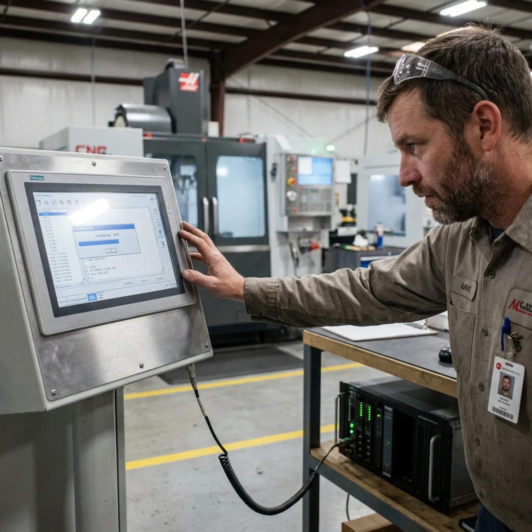 CNC machinist requesting program files at machine tool control